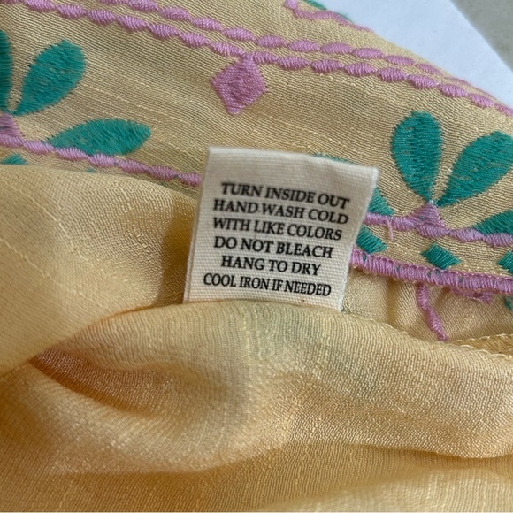 Anthropologie Perch tops Womens 1XL by Blue Pepper Embroidered Smocked Tie Strap - Picture 8 of 9